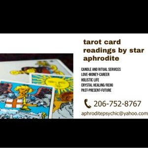 Aphrodite Tarot Card Art with Blue and Yellow Accents